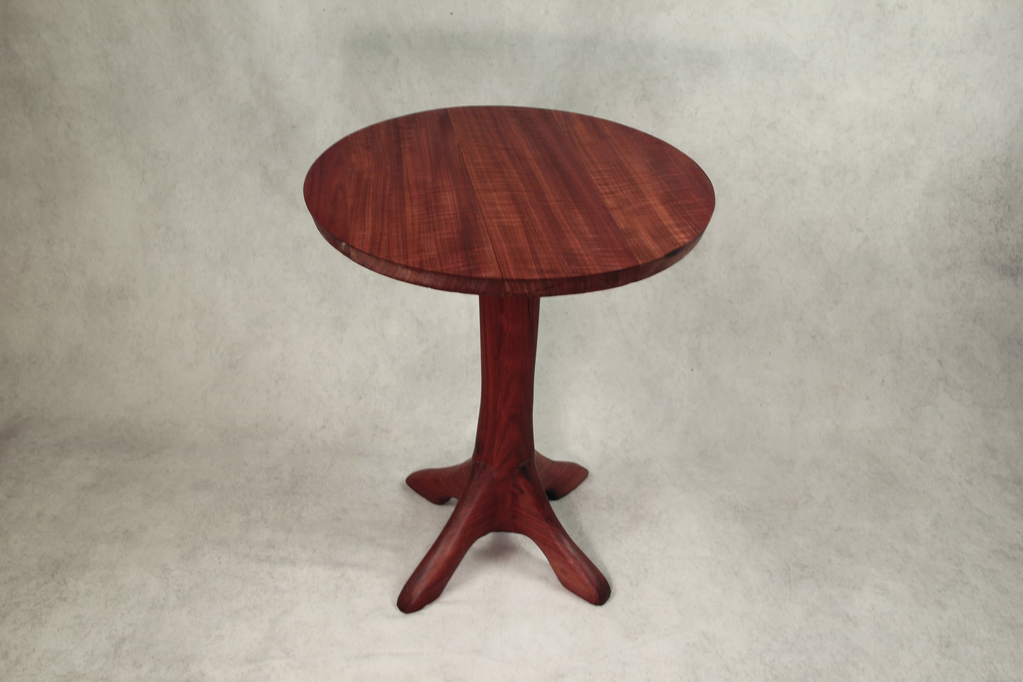 Purple Heart Hand Carved Side Table: 4-Leg