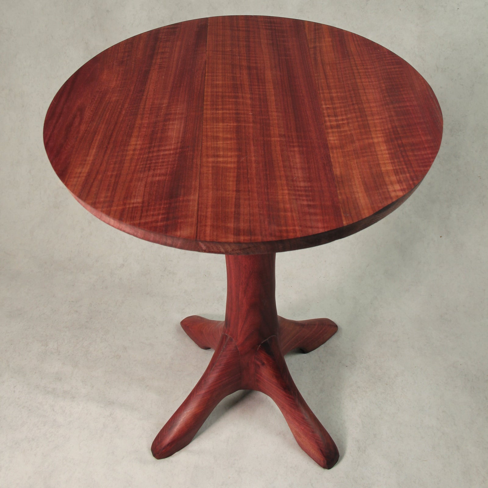 Purple Heart Hand Carved Side Table: 4-Leg