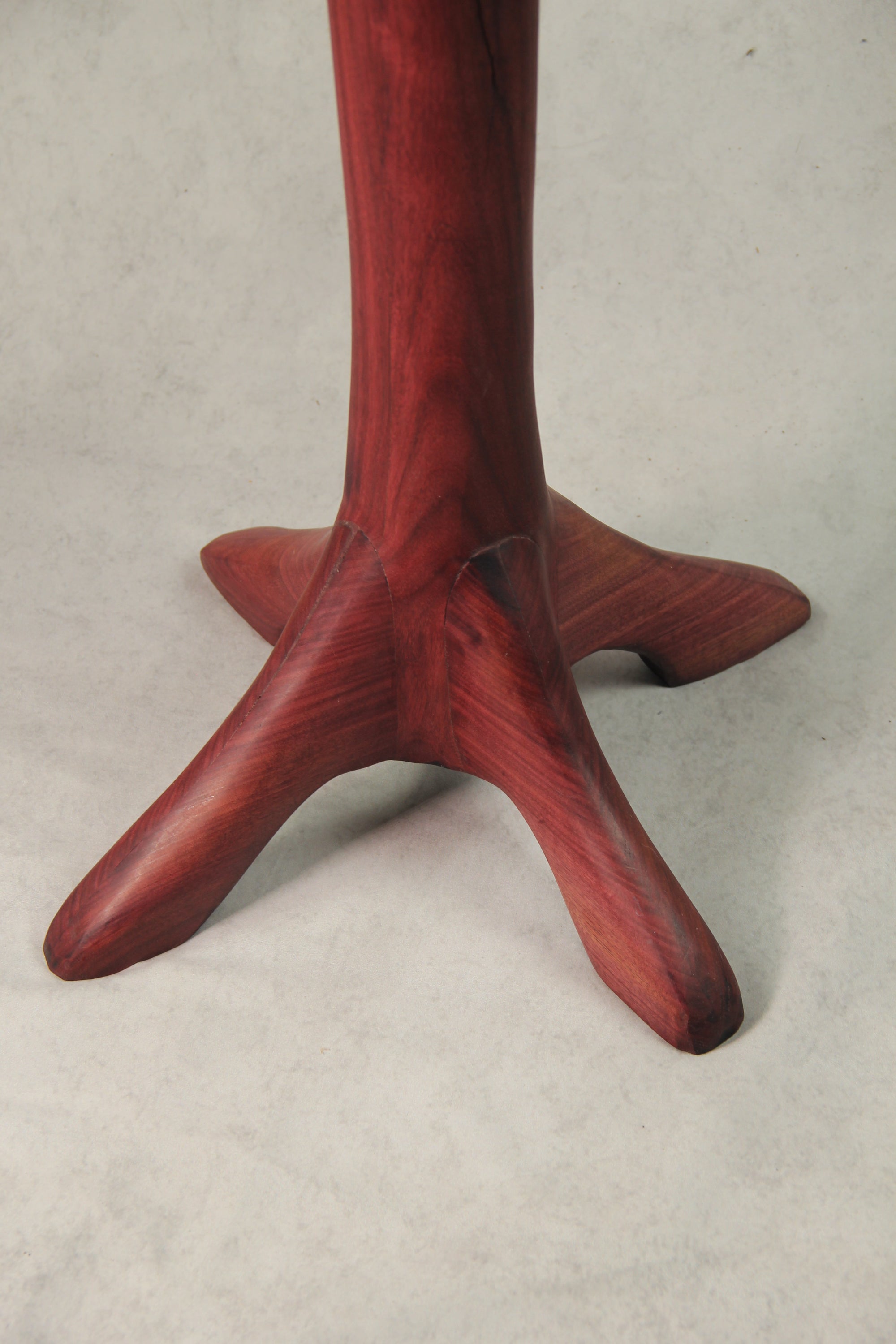 Purple Heart Hand Carved Side Table: 4-Leg