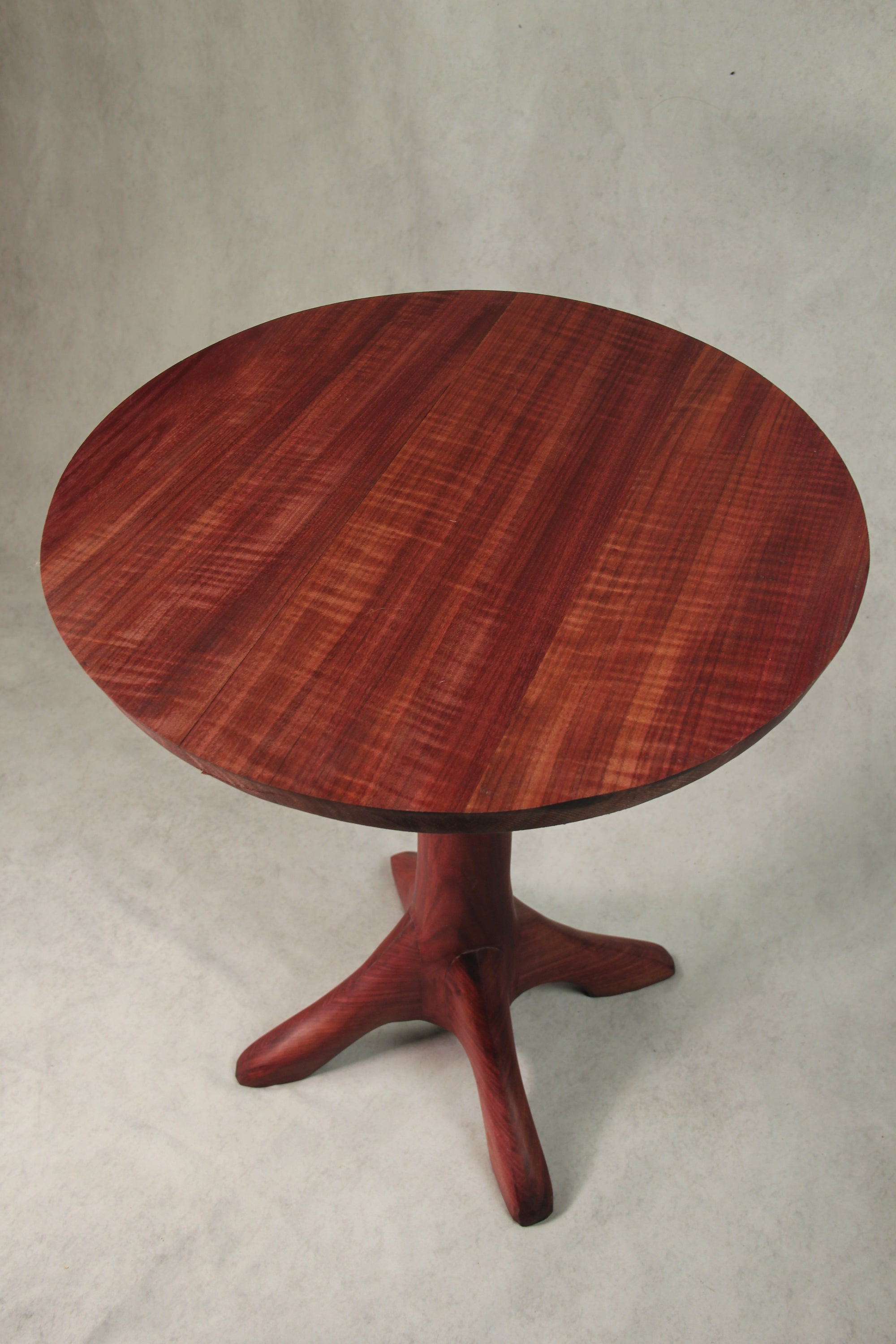 Purple Heart Hand Carved Side Table: 4-Leg