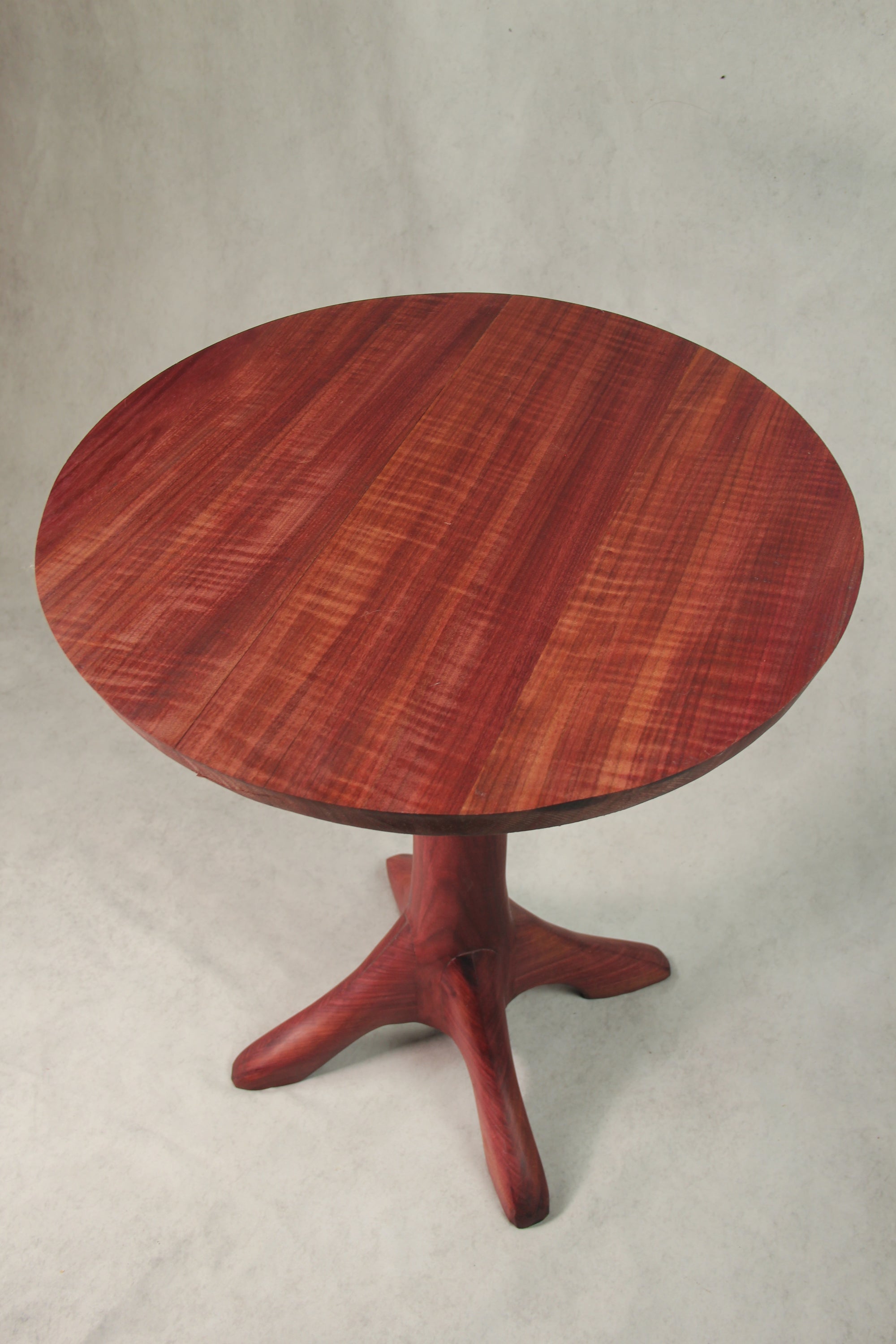 Purple Heart Hand Carved Side Table: 4-Leg
