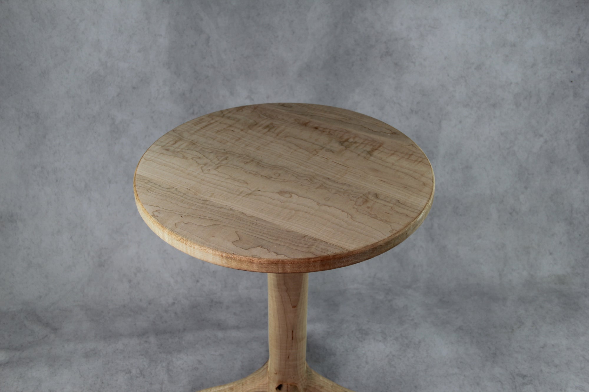 Curly Maple Hand Carved Side Table: 4-Leg