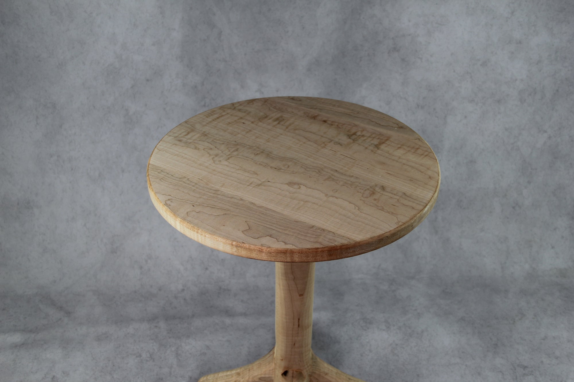 Curly Maple Hand Carved Side Table: 4-Leg