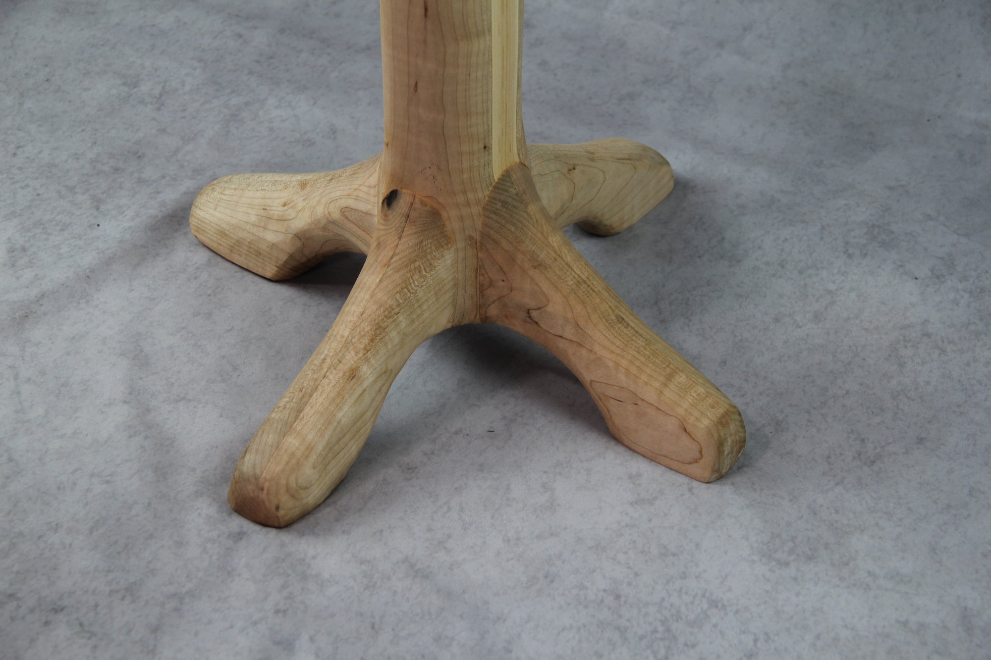 Curly Maple Hand Carved Side Table: 4-Leg