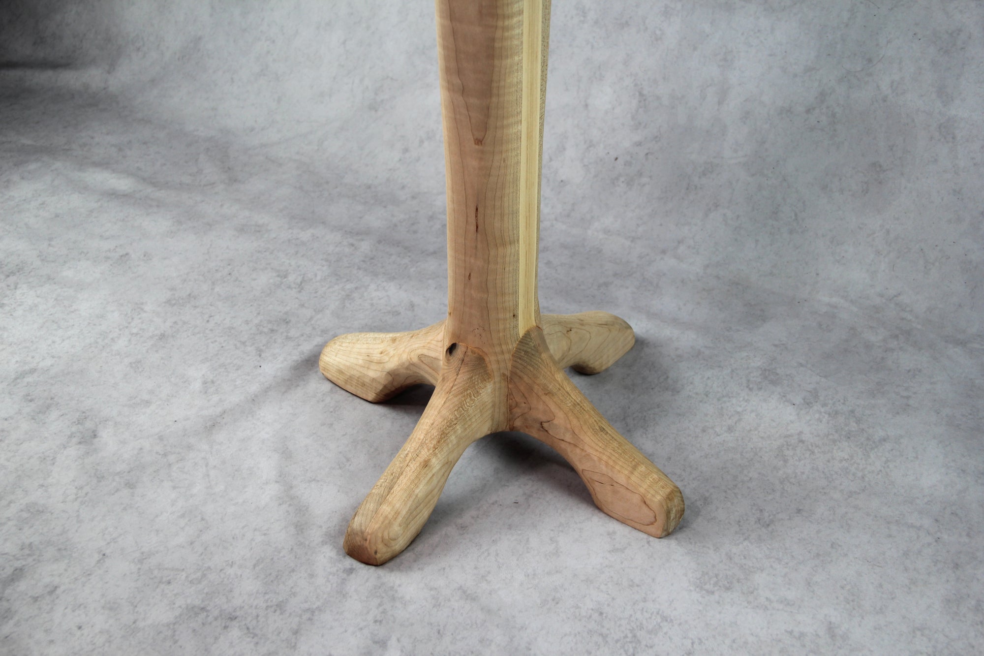 Curly Maple Hand Carved Side Table: 4-Leg