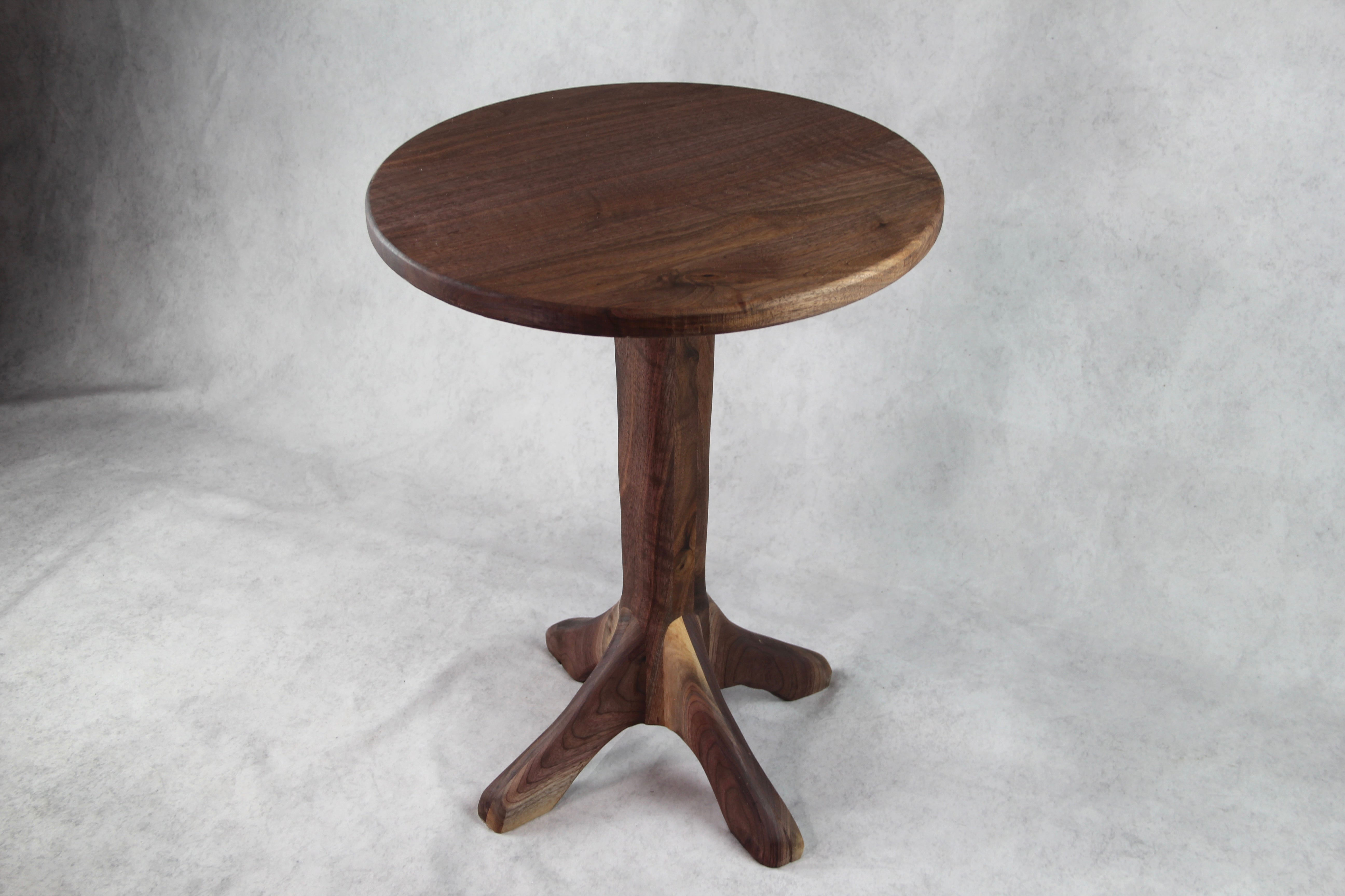 Black Walnut Hand Carved Side Table: 4-Leg