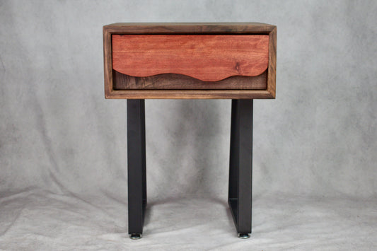 Carved Blood Wood and Black Walnut Side Table