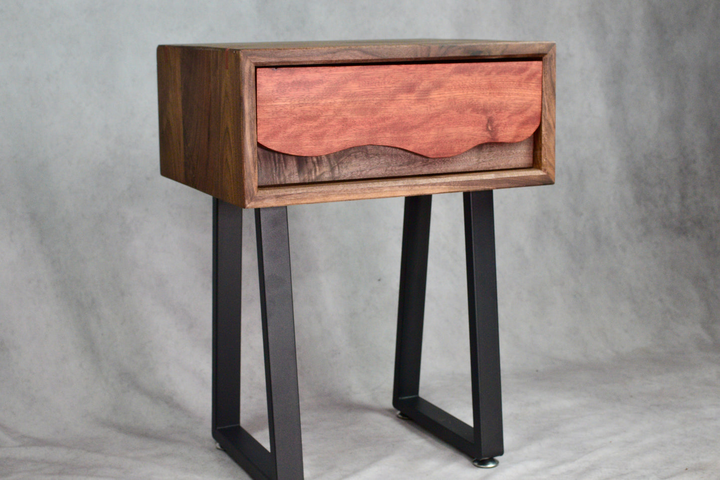 Carved Blood Wood and Black Walnut Side Table