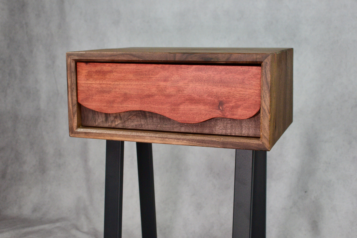 Carved Blood Wood and Black Walnut Side Table
