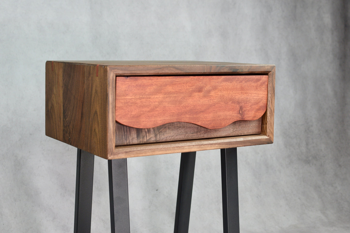 Carved Blood Wood and Black Walnut Side Table