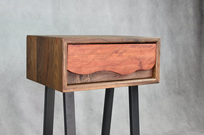 Carved Blood Wood and Black Walnut Side Table