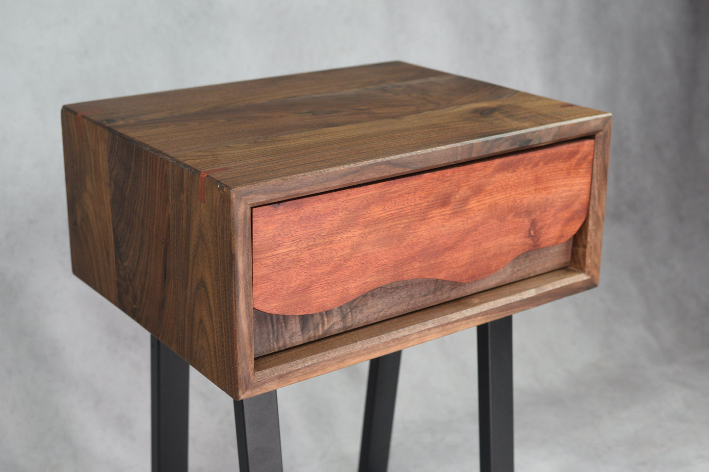 Carved Blood Wood and Black Walnut Side Table
